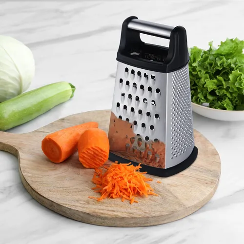 Vista 6 de Kaishun Rallador profesional de queso, rallador de caja de acero inoxidable de 4 caras, triturador de alimentos para queso, parmesano, verduras