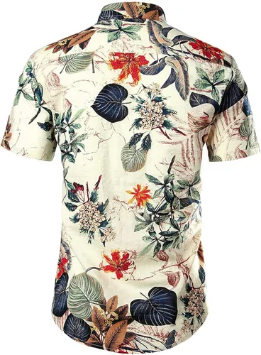 Vista 2 de JOGAL - Camisa hawaiana de manga corta con botones para hombre