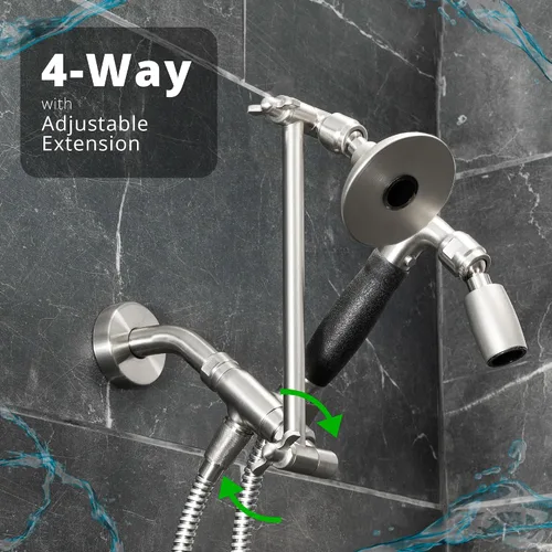 Vista 8 de High Sierra® - Extensión de brazo de ducha ajustable de 9 pulgadas para cabezales de ducha fijos. Los mejores engranajes de bloqueo de la industria