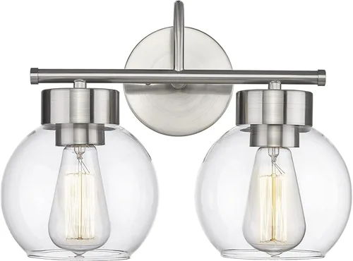 Vista 10 de EAPUDUN WLA1433-MBK - Lámpara de baño de 1 luz negra mate sobre espejo, luces de tocador con 1 globo de vidrio transparente, apliques de pared