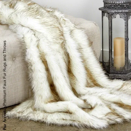 Vista 15 de Fur Accents Manta suntuosa de piel sintética de lujo, calidad de diseñador fabricada en Estados Unidos, Winter Fox
