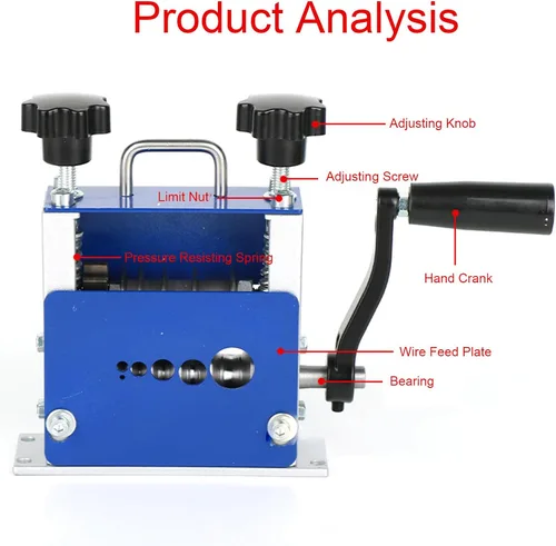 Vista 4 de Máquina pelacables, manual y eléctrico, compatible con taladro de cobre con 6 agujeros, rodillo de ranura en V para cables de 0.138 in, 0.276 in