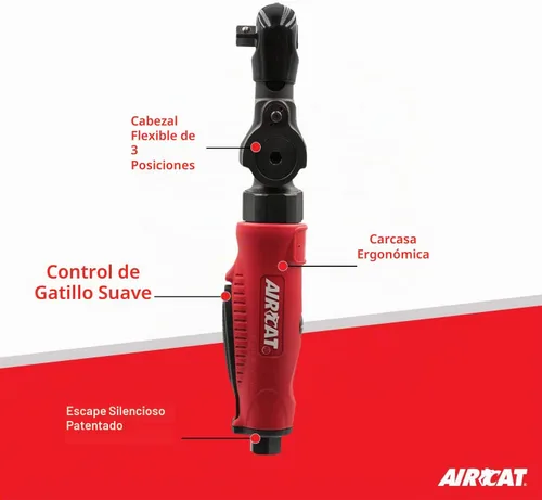 Vista 2 de AIRCAT 811 Llave de trinquete de cabeza flexible de 1/4", par máximo de 35 ft-lb, 240 RPM