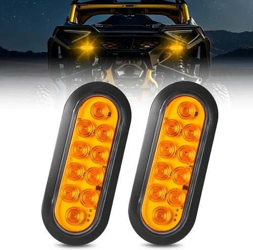 Vista 8 de 2 luces LED ámbar ovaladas para remolque, 6 pulgadas, luces LED ovaladas de parada, intermitentes, luces de freno de remolque lateral, lámpara de 2