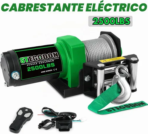Vista 7 de Cabrestante eléctrico ATV/UTV de 2500 libras, cabrestante de cable de acero impermeable de 12 V, cabrestante eléctrico con control remoto con cable