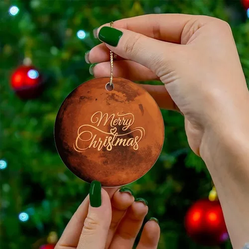 Vista 4 de Adornos de recuerdo de Navidad, universo y planetas, adornos de cerámica, adornos de estrella para árbol de Navidad, adornos colgantes de recuerdo