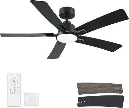 Vista 19 de Ventiladores de techo de 42 pulgadas con luces y control remoto, ventilador de techo negro de montaje empotrado para dormitorio, sala de estar