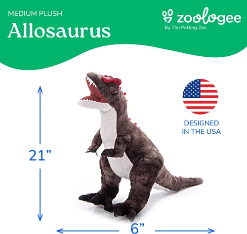 Vista 3 de The Petting Zoo Allosaurus - Peluche de dinosaurio, dinosaurio de peluche, 21 pulgadas