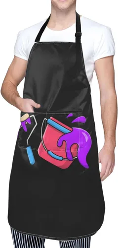 Vista 9 de Pinceles de rodillo de pintura y cubos de pintura delantales para hombres y mujeres con bolsillos, delantal ajustable resistente al agua y al aceite