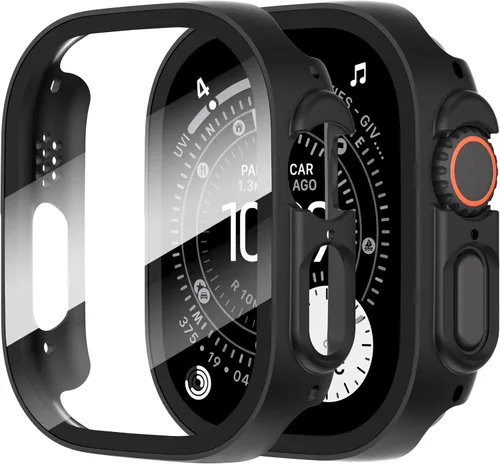 Vista 15 de Diruite Juego de 2 fundas para Apple Watch Series 3/2/1 de 38mm, protector de pantalla de vidrio templado ultradelgado de todo alrededor para iWatch