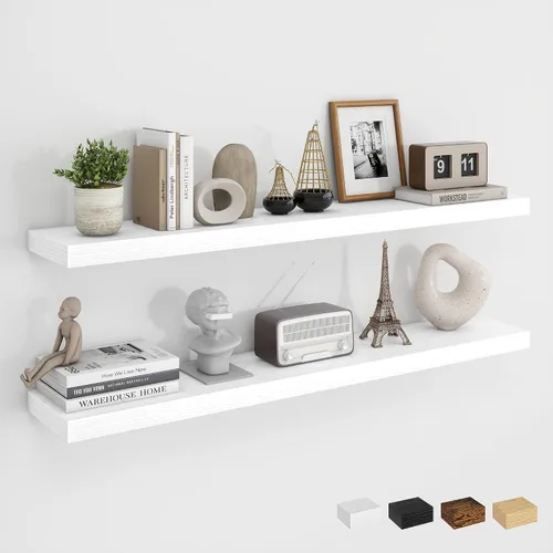 Vista 45 de Dreamland Estantes flotantes negros de 20 pulgadas, estantes de pared de 20 pulgadas para baño, dormitorio, cocina, estante de libros montado