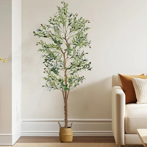 Vista 11 de [Usado] VECELO Árbol de ficus artificial con maceta resistente, planta de seda sintética de 5 pies para decoración de interiores y exteriores Ficus