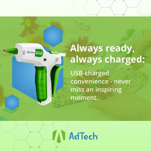 Vista 9 de AdTech Project Pro - Pistola de pegamento caliente inalámbrica recargable – Mini pistola de pegamento incluye 10 barras de pegamento Artistick sin