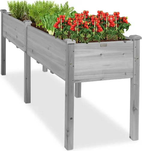 Vista 12 de Best Choice Products Cama de jardín elevada de 48 x 24 x 30 pulgadas con profundidad extra profunda de 16 pulgadas, soporte para maceta de madera