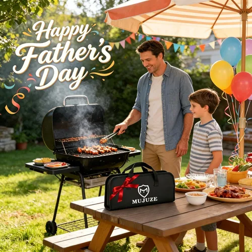 Vista 2 de MUJUZE - Accesorios para parrilla, regalos de barbacoa para hombres, juegos de parrilla para papá, accesorios de barbacoa con delantal para papá