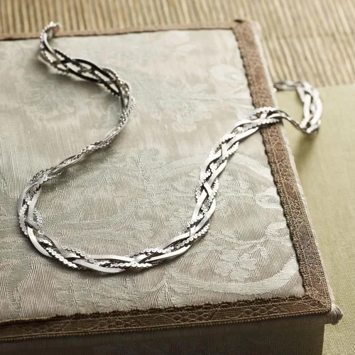 Vista 5 de Ross-Simons Collar de cadena trenzada de plata esterlina italiana, Plata esterlina, no conocido