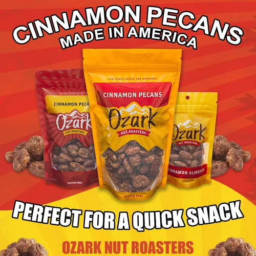 Vista 4 de OZARK NUT ROASTERS: Nueces pecanas recubiertas de canela, aperitivos con sabor a especias de canela, nueces confitadas gourmet de clase mundial