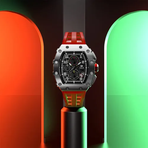 Vista 9 de TSAR BOMBA Relojes automáticos para hombre, reloj de esqueleto mecánico, relojes analógicos impermeables de 164.0ft, correas de reloj fluorubber