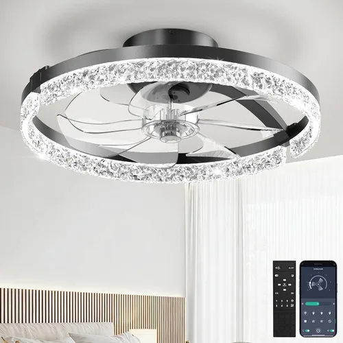 Vista 14 de Ventiladores de techo de 18 pulgadas con luces y control remoto Marfil