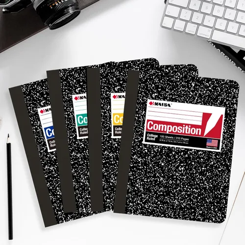 Vista 7 de KAISA Cuadernos de composición de 100 hojas, con rayas universitarias, 9.75 x 7.5 pulgadas, cuaderno clásico de composición primaria de mármol, 20