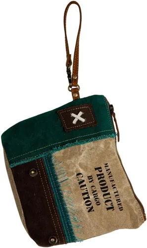 Vista 4 de Bolso de cuero occidental para mujer - Bolso de mano de lona reciclada