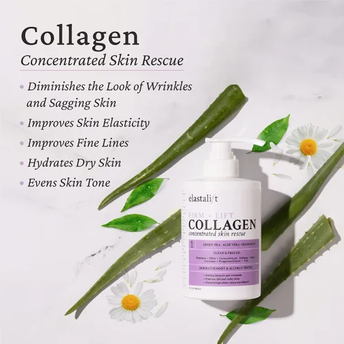 Vista 3 de Elastalift Suero de colágeno para la cara + crema corporal de colágeno y crema hidratante facial, paquete de 2 piezas para el cuidado de la piel