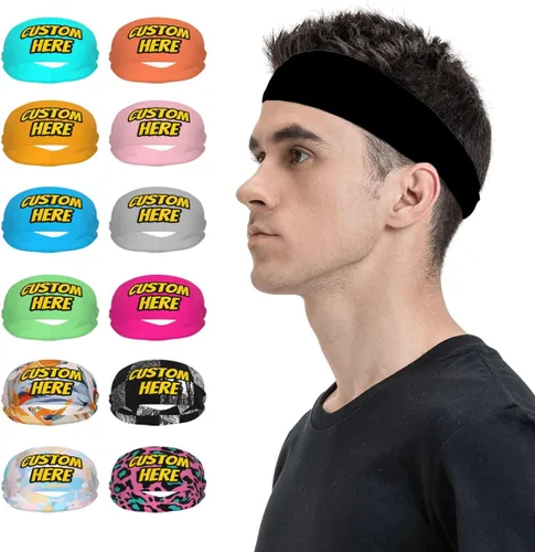 Vista 38 de Diadema deportiva personalizada para añadir cualquier foto texto, logotipo, personalizable, bandas elásticas que absorben la humedad para mujeres