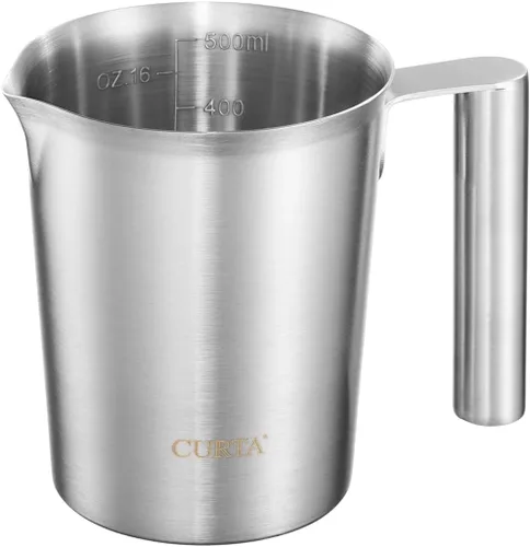 Vista 17 de CURTA Taza medidora de acero inoxidable 18/8 con mango y labio de vertido, 16 oz (2 tazas, 16.9 fl oz)