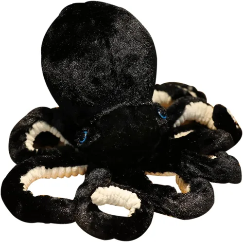 Vista 2 de GOOC Pulpo, animales de peluche, pulpo, muñecos de peluche, juguetes de peluche de pulpo, regalo para niños y amantes (negro)