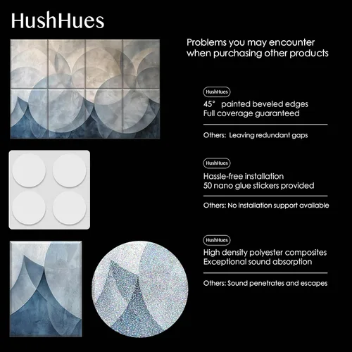 Vista 4 de Paquete de 8 Paneles Acústicos de Arte de 48x32 Pulgadas Paneles de Pared Insonorizados - Paneles Decorativos Absorbentes de Sonido para Estudios