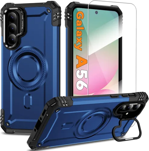 Vista 45 de Funda magnética para Samsung Galaxy S25+ Plus/Galaxy S24+ Plus [Soporte de anillo de cámara integrado] [Protector de pantalla]