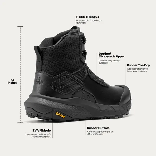 Vista 5 de NORTIV 8 Men's Waterproof Military Tactical Hiking Work Boots Leather Motorcycle Combat Lightweight Non-Slip Boots for Men 8 Inches