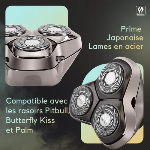 Vista 8 de Skull Shaver Carver PRO - Cuchilla de repuesto de 3 cabezales, acero hipoalergénico
