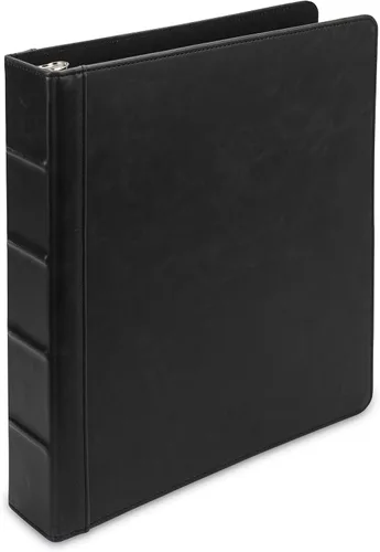 Vista 14 de Samsill Carpeta de cuero vintage con 3 anillos redondos de 0.5 pulgadas (100 hojas), documentos de 8.5 x 11 pulgadas, organizador profesional, Negro