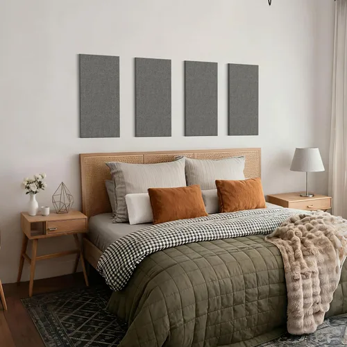 Vista 8 de 4PCS Acoustic Panels, 24"x12" Fabric Acoustic Panels for Walls, Self-Adhesive Sound Absorbing Panels for Home, Office, Studios (Dark Grey)