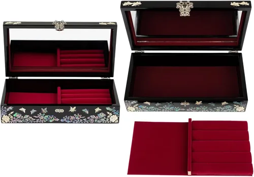Vista 31 de February Mountain Joyero de nácar con bandeja extraíble para anillos, regalos para mujeres, cumpleaños, boda, Navidad