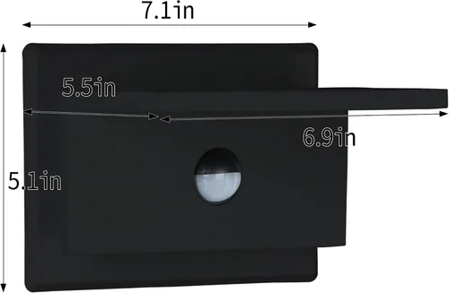Vista 7 de Lustrlach Luz de pared al aire libre LED negro con sensor de movimiento exterior para casa impermeable montaje en pared porche luz para garaje