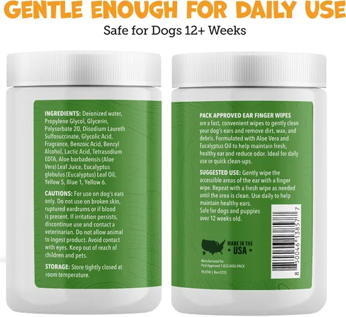 Vista 6 de Pack Approved Toallitas para orejas de dedo para perros con aloe vera