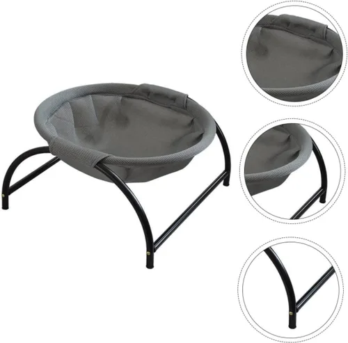 Vista 7 de Happyyami Hamaca elevada para gatos, marco resistente, transpirable para dormir cómodamente, tumbona interior para gatos y perros, muebles elegantes