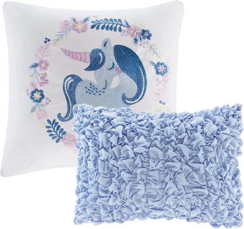 Vista 12 de Intelligent Design Edredón para niños, vibrante, divertido y juguetón con estampado de unicornio alternativo para todas las estaciones, juego