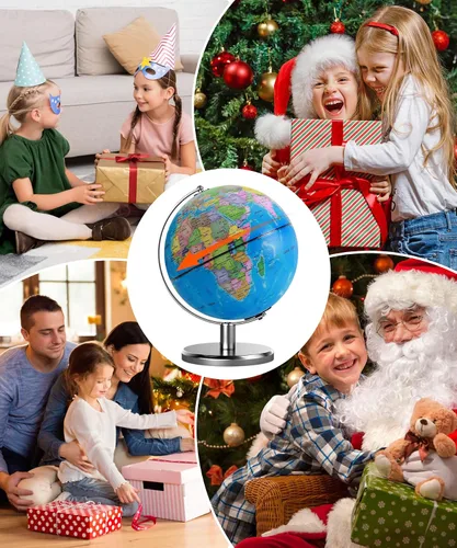 Vista 7 de Globo del mundo iluminado de 8 pulgadas con luz nocturna de constelación, globo educativo iluminado para niños y adultos, globos de aprendizaje