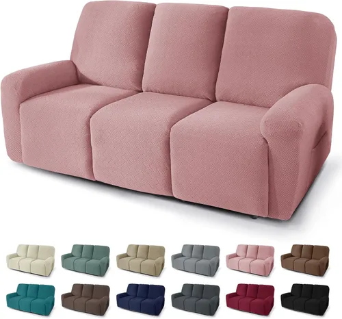 Vista 11 de JIVINER Fundas reclinables de gran tamaño de 3 piezas para sillón reclinable grande con bolsillos, tela jacquard elástica Lazy Boy funda para sofá