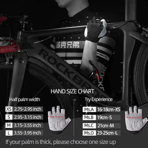 Vista 6 de ROCKBROS Guantes de ciclismo para hombre, guantes de bicicleta de montaña, guantes de bicicleta SBR Pad antideslizante guantes de conducción