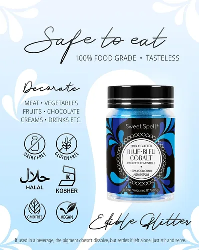 Vista 4 de Sweet Spell - Purpurina comestible (15g) - Destellos brillantes para bebidas, pasteles, cócteles - Purpurina 100% comestible y de grado alimenticio