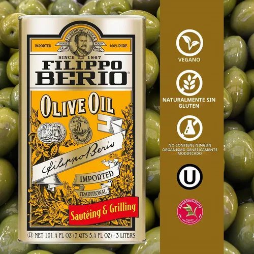 Vista 4 de Filippo Berio Aceite de oliva puro, lata de 101.4 onzas