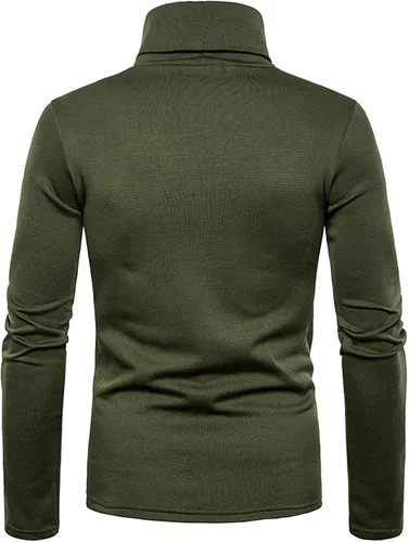 Vista 4 de Camiseta para hombre 2023 de manga larga con cuello alto, suéter térmico sólido térmico ajustado básico