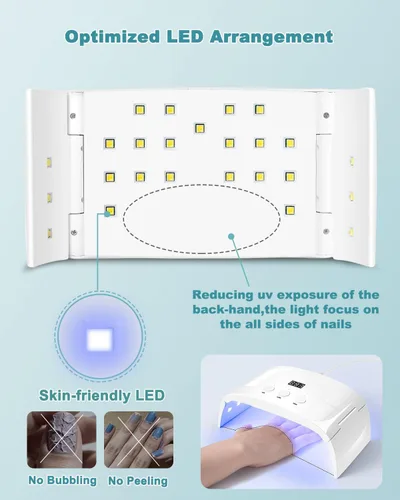 Vista 6 de Lámpara de uñas LED UV espaciosa secadora de luz de curado plegable para esmalte de uñas de gel (lámpara blanca pro)