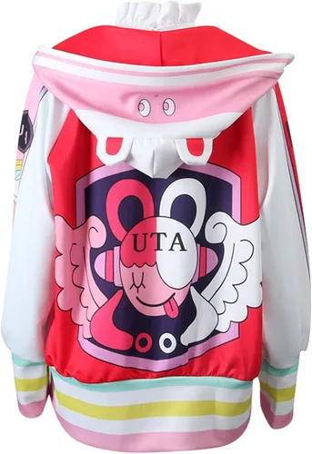 Vista 4 de CICOCI Uta - Disfraz de cosplay para niños y adultos disfraz de anime rojo chaqueta larga Uta con accesorios