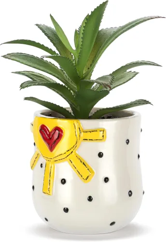 Vista 2 de DEMDACO Heartful Home by Tracy Pesche Collection Yellow Sun Black Dot 2 x 1.5 Gres decorativo para decoración de mesa para el hogar