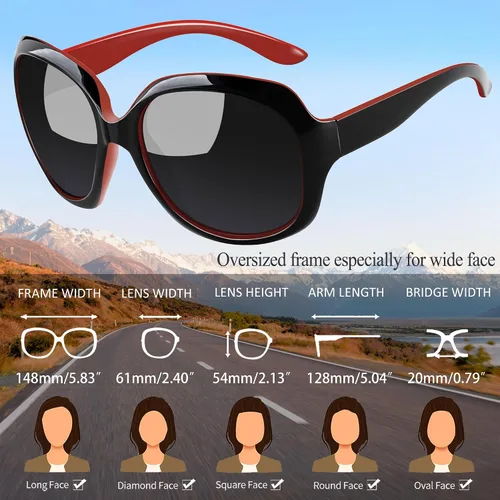 Vista 11 de Joopin Lentes de sol de gran tamaño para mujer, polarizados, grandes, para conducción, protección UV, grandes sombras